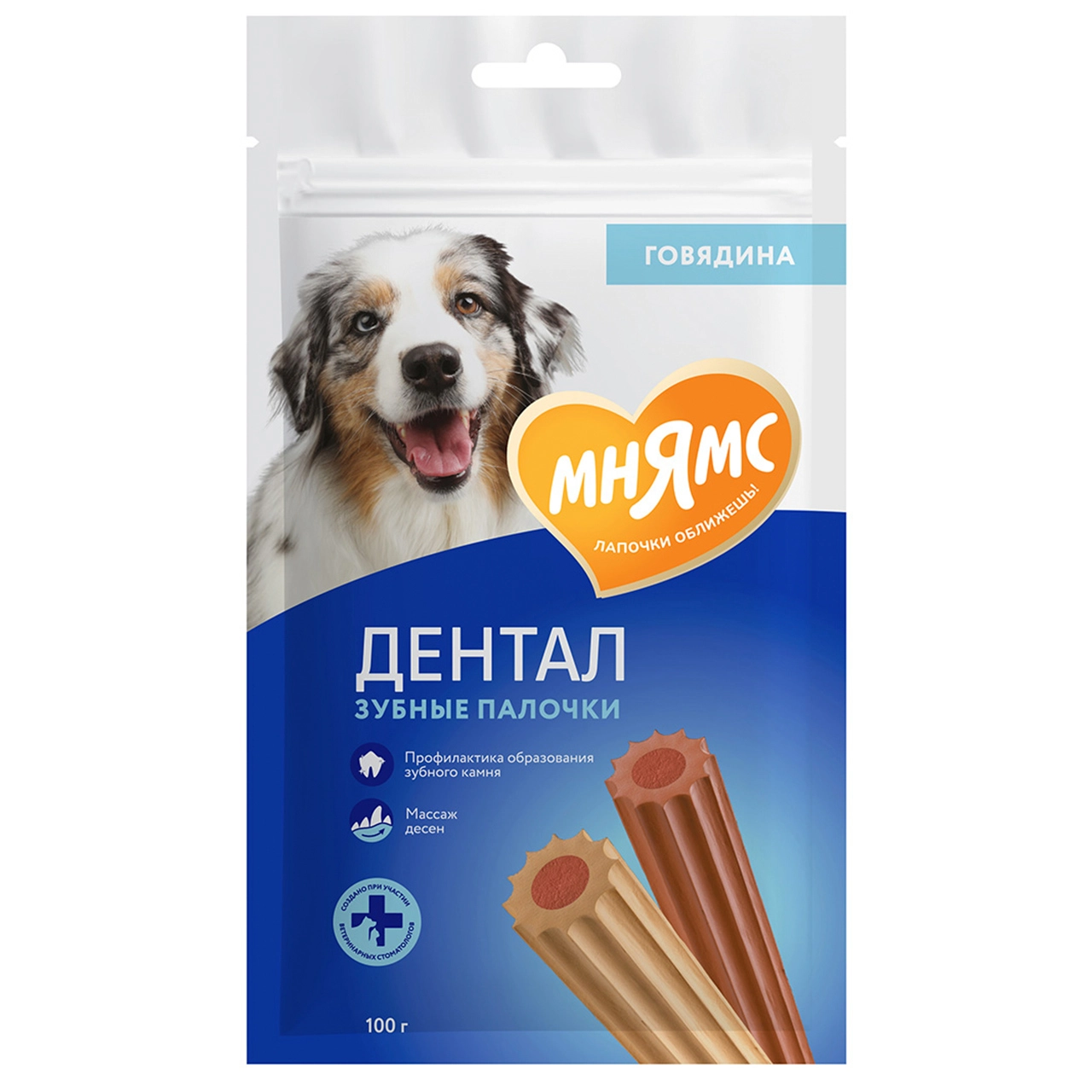 Мнямс DENTAL лакомство для собак "Зубные палочки" с говядиной 100 г
