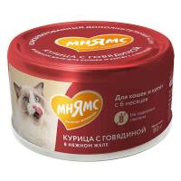 Мнямс На каждый день Курица с говядиной в желе Влажный корм для кошек и котят старше 6 месяцев 80 г