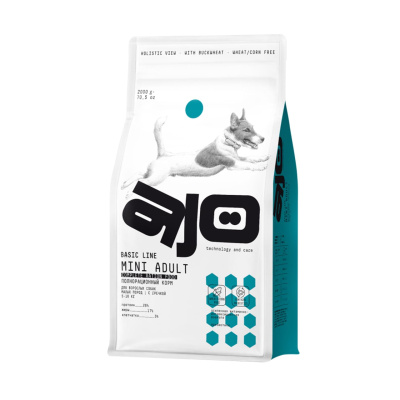 AJO Basic Line Mini Курица с гречкой Сухой корм для собак мелких пород Вес 2 кг