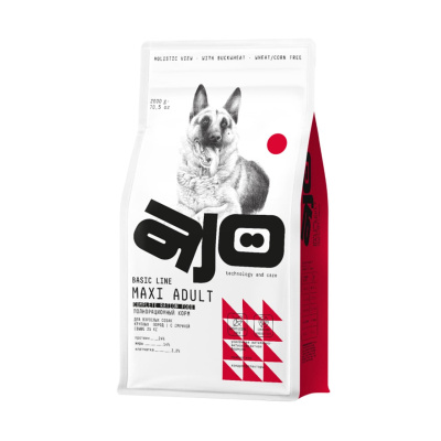 AJO Basic Line Maxi Индейка и оленина с гречкой Сухой корм для собак крупных пород Вес 2 кг