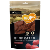 Мнямс лакомство для собак Стриплойн по-анлийски из говядины Delicatesse 75 г
