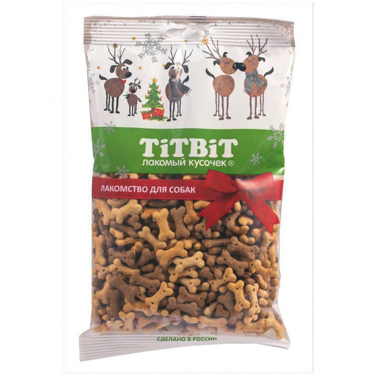 TiTBiT Бисквиты мясные мини косточки для собак 120 г (Новогодняя коллекция)
