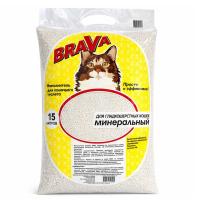 BRAVA Наполнитель минеральный впитывающий для короткошерстых кошек 15 л желтый