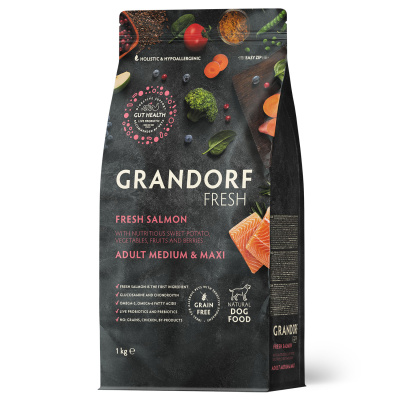 GRANDORF Fresh Лосось с бататом для собак средних и крупных пород Вес 1 кг
