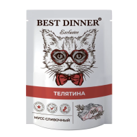 Best Dinner Exclusive Телятина, мусс сливочный для кошек и котят с 1 месяца, 85 г