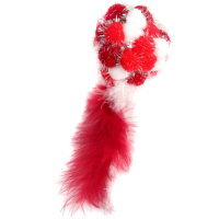 Мяч Пон-Пон с перьями красный, 24 см, Petpark