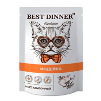 Best Dinner Exclusive Индейка, мусс сливочный для кошек и котят с 1 месяца, 85 г