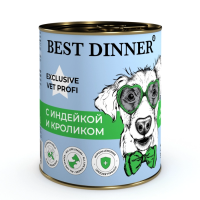 Best Dinner Exclusive Vet Profi Hypoallergenic Индейка и кролик консервы для собак и щенков для профилактики пищевой аллергии 340 г