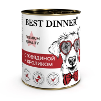 Best Dinner Super Premium Меню №3 Говядина и кролик консервы для собак и щенков с 6 месяцев, 340 г