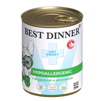 Best Dinner Exclusive Vet Profi Hypoallergenic Индейка и кролик консервы для собак и щенков для профилактики пищевой аллергии 340 г