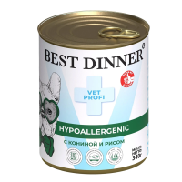 Best Dinner Exclusive Vet Profi Hypoallergenic Конина и рис консервы для собак и щенков для профилактики пищевой аллергии 340 г