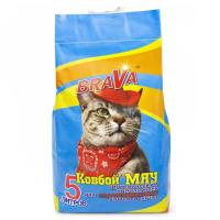 BRAVA Наполнитель минеральный впитывающий Ковбой Мяу для короткошерстных кошек 5 л