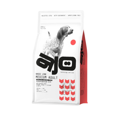 AJO Basic Line Medium Говядина с гречкой Сухой корм для собак средних пород Вес 2 кг