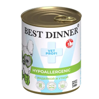 Best Dinner Exclusive Vet Profi Hypoallergenic Индейка и утка консервы для собак и щенков для профилактики пищевой аллергии 340 г