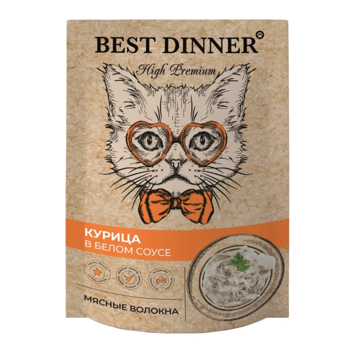 Best Dinner High Premium Курица в белом соусе для кошек, 85 г