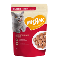 Мнямс Кусочки в соусе с телятиной для активных кошек 85 г