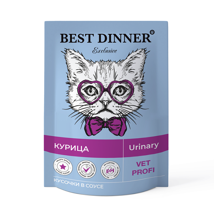 Best Dinner Exclusive Vet Profi Urinary Курица кусочки в соусе для кошек для профилактики МКБ 85 г