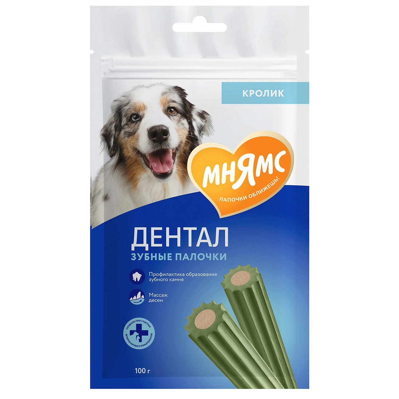 Мнямс DENTAL лакомство для собак "Зубные палочки" с хлорофиллом 100 г