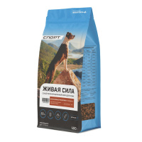 Живая Сила Спорт Говядина Интенсивные тренировки. Сухой корм для активных собак. Крупная гранула Вес 0,4 кг