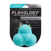 Жевательный тройной мяч с пищалкой и ароматом для собак SQUEAKY BOUNCE BALL, Playology Цвет голубой