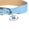 Ошейник для собак из натуральной кожи с QR-адресником, 38-45 см, Mr.Kranch Цвет нежно-голубой