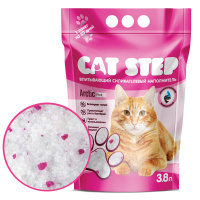 CAT STEP Arctic Pink Наполнитель впитывающий силикагелевый с розовыми гранулами Объем 3,8 л