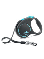 Рулетка для собак Flexi Black Design S, до 15 кг, лента 5 м Цвет синий