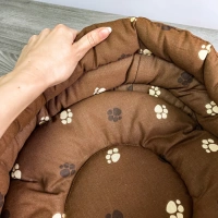 Лежанка круглая стеганая с подушкой, коричневая 57 см, Моськи-Авоськи