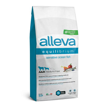 Alleva Dog Equilibrium Sensitive Ocean Fish Medium/Maxi корм с рыбой для собак средних и крупных пород с чувствительным пищеварением