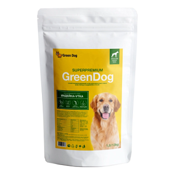 GREEN DOG Индейка и утка для взрослых собак средних и крупных пород