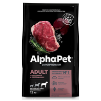 AlphaPet с говядиной и потрошками для взрослых собак крупных пород Вес 12 кг