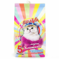BRAVA Мадам Кошкина Наполнитель минеральный впитывающий для длинношерстых кошек Объем 5 л