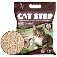 CAT STEP Wood Original Наполнитель комкующийся древесный Объем 10 л