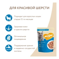 Мнямс Кусочки в соусе с форелью для красивой шерсти кошек 85 г