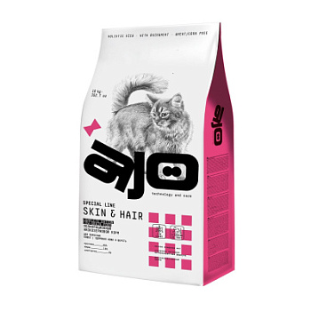 AJO Special Line Skin&Hair Лосось и индейка Сухой корм для кошек для здоровой кожи и красивой шерсти