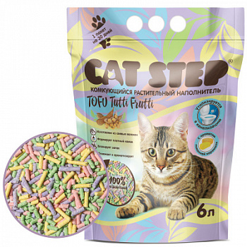 CAT STEP Tofu Tutti Frutti Наполнитель комкующийся Тофу с ароматом лимонной карамели