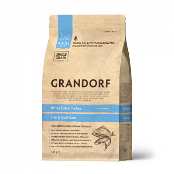 GRANDORF Белая рыба с индейкой - забота о коже и шерсти для кошек