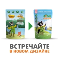Ферма кота Фёдора Пауч рыбные кусочки для кошек с лососем, креветками и форелью 85 г