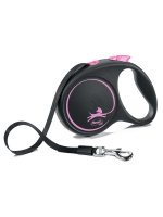 Рулетка для собак Flexi Black Design M, до 25 кг, лента 5 м Цвет розовый
