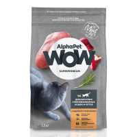 AlphaPet WOW с индейкой и потрошками для стерилизованных кошек Вес 1,5 кг