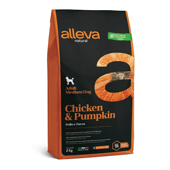 Alleva Dog Natural Chicken & Pumpkin Medium Курица и тыква для собак средних пород