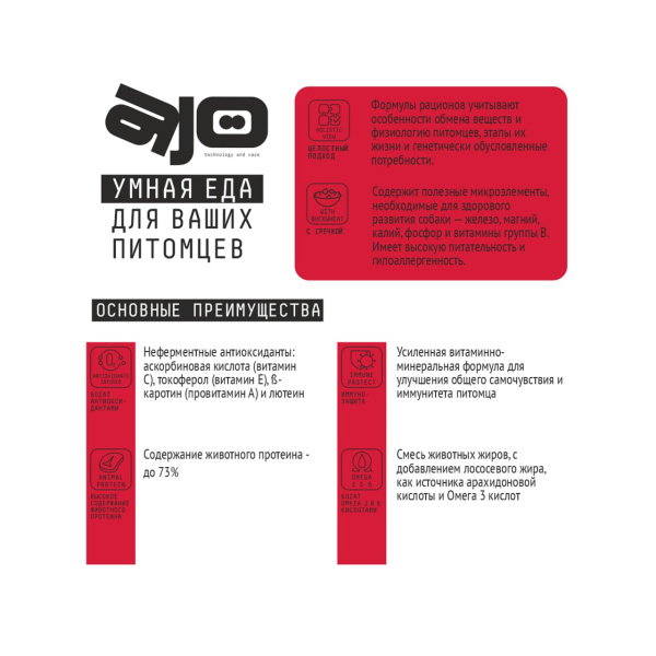 AJO Basic Line Maxi Индейка и оленина с гречкой Сухой корм для собак крупных пород