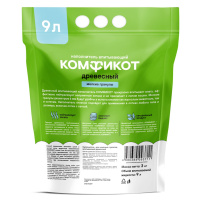КОМФИКОТ Наполнитель древесный впитывающий мелкие гранулы Объем 9 л