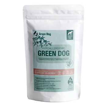 GREEN DOG HYPOALLERGENIC Индейка для взрослых собак средних и крупных пород