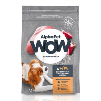 AlphaPet WOW с индейкой и рисом для взрослых собак мелких пород Вес 1,5 кг