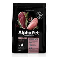 AlphaPet с уткой и индейкой для стерилизованных кошек Вес 0,4 кг
