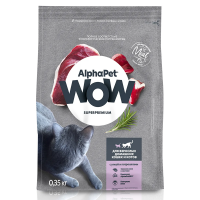 AlphaPet WOW с уткой и потрошками для взрослых домашних кошек Вес 0,35 кг