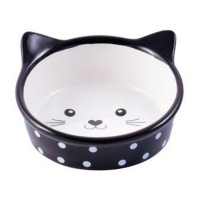 Миска керамическая для кошек Мордочка кошки в горошек 250 мл, Mr.Kranch Цвет черный