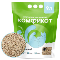 КОМФИКОТ Наполнитель древесный впитывающий мелкие гранулы Объем 9 л
