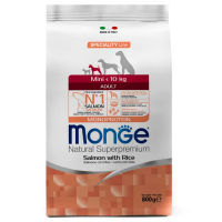 Monge Speciality Line Monoprotein Mini Adult Лосось и рис Сухой корм для собак мелких пород Вес 0,8 кг